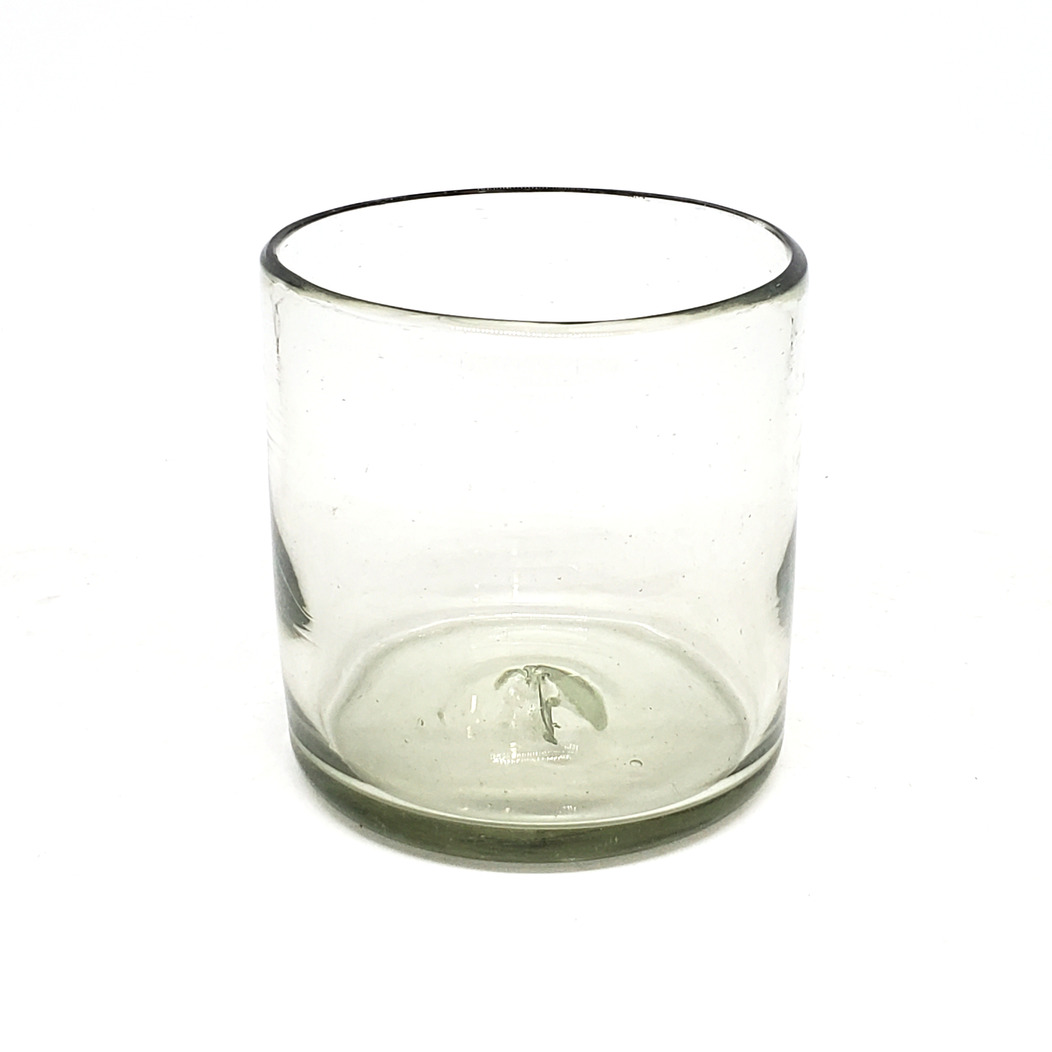 Sale Items / Clear 12 oz Large DOF Glasses  / Each 12 oz Large Double Old Fashioned Glass is made by hand from amber glass. No two glasses are the same, making these glasses the perfect mismatching set.